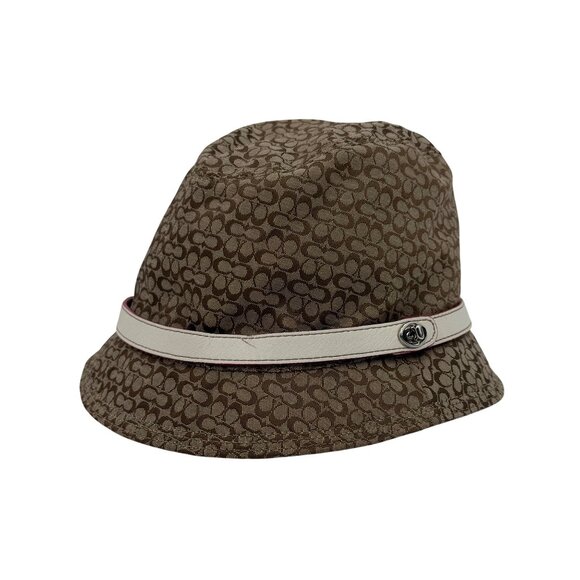 Vtg Y2K Coach Signature Brown Bucket Hat | Preppy Grunge Coastal Grandmother P/S - Picture 3 of 15